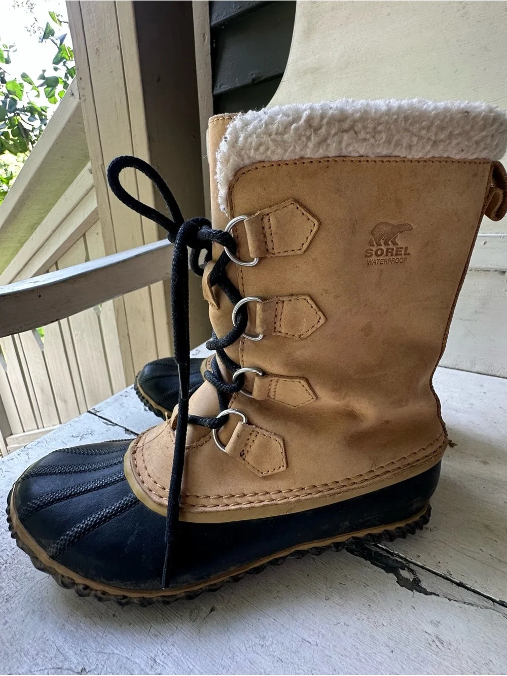 SOREL Waterproof Winter Boots in Tan and Black